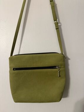 Bright Olive Green Marie Pace Women’s Crossbody Bag with Front Zip Pocket